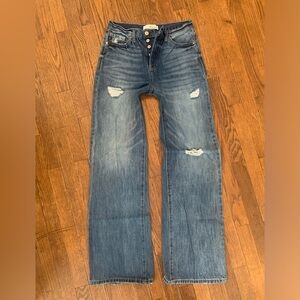 KanCan 1990s Wide Leg Jeans Med Wash High Rise Denim